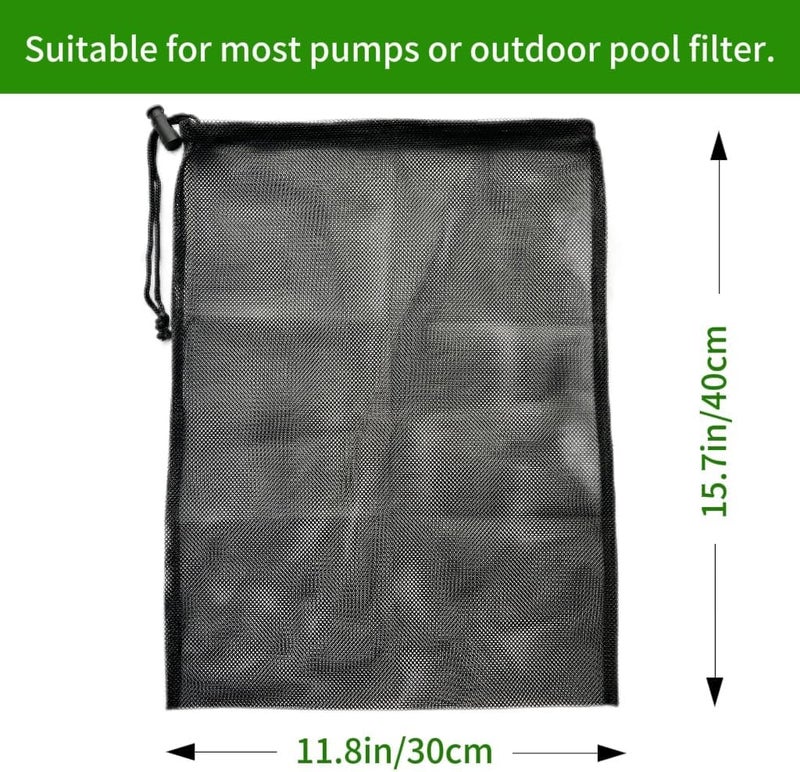 IWBOTQ 2 Pcs 11.8" x 15.7" Pond Pump Cover, Pond Pump Filter Bag, Black Media Bag Large Pump Mesh Bag for Outdoor Water Ponds Filters, Water Filter Pump, Outdoor Ponds, Garden, Swimming Pool (2 Pack) - Image 2